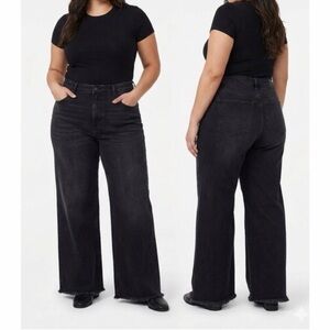 GOOD AMERICAN Ease Relaxed Wide Leg Jeans - Mid Rise, Petite Size15